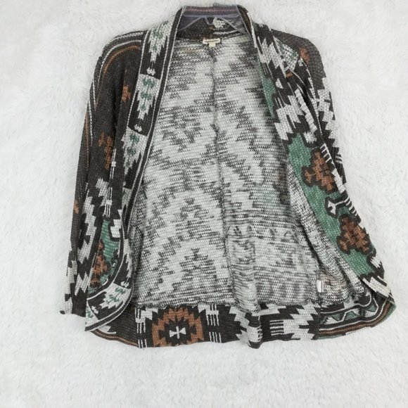 EyeShadow Womens Cardigan Aztec Open Front Multicolor Long Sleeve Medium - Picture 3 of 10